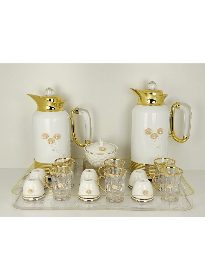 Radin Luxury 22Piece Tea & Coffee Serving Set With Thermos Cups Tray & Sugar Bowl - Image 1